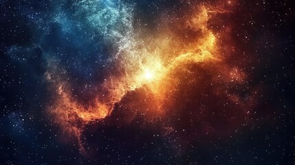 Naklejka premium Illustration of a space cosmic background of supernova nebula and stars, glowing mysterious universe