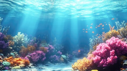 Fototapeta premium Illustration of a underwater coral reef scene - 3D rendered