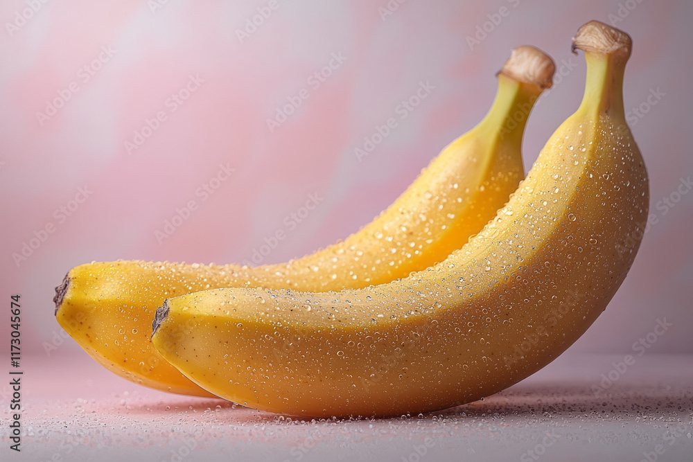 Poster minimal line art illustration of a banana peel floating on a soft pastel gradient,