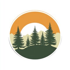 Obraz premium Majestic Mountain Sunset With Evergreen Trees