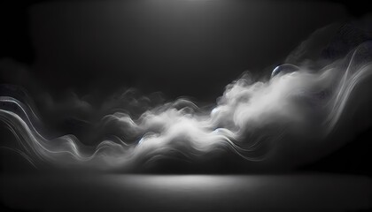 Deep black background with soft gray mist, creating a mysterious atmosphere, suitable for background and wallpaper