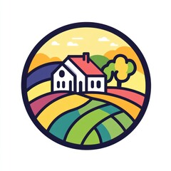 Colorful Farm House Rural Landscape Scenic View