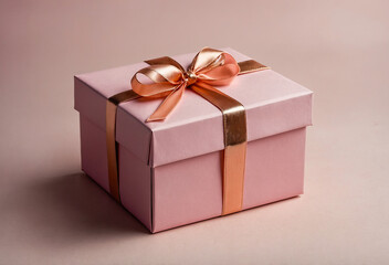 Obraz premium pink gift box placed on a minimal background with blank space