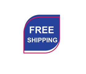 Vector illustration free shipping label. Modern dynamic sales banner