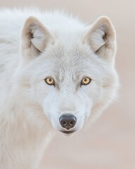 Obraz premium Majestic Arctic Wolf Portrait Intense Gaze White Fur Wildlife Photography