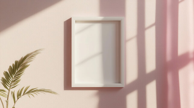 Floating Rectangular Frame in Pastel Gray Environment with Soft Shadows