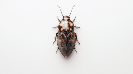 Close-up of a Madagascar hissing cockroach on white background.