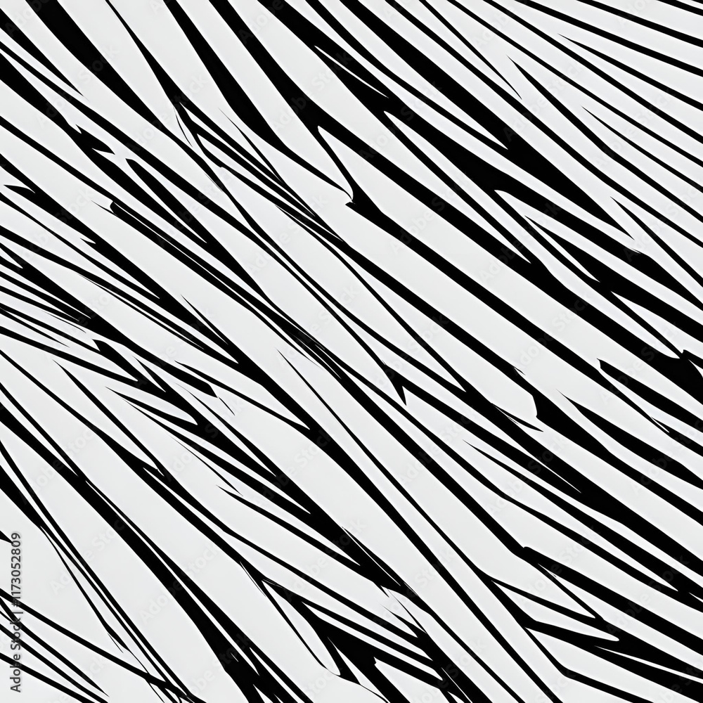 Poster A captivating abstract design featuring sharp, angular black lines on a white background, creating a dynamic sense of movement. Perfect for modern art and graphic design projects.