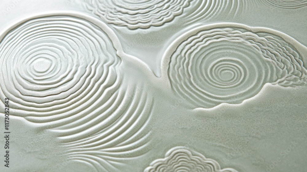 Poster abstract concentric circles ripple pattern on a light gray surface.