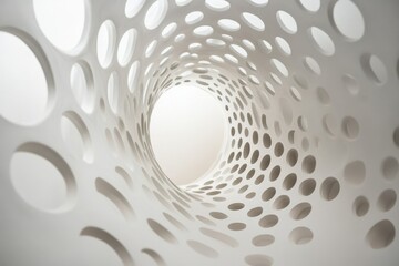 Abstract White Structure with Circular Cutouts
