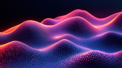 Obraz premium Abstract digital landscape with flowing waves and vibrant colors.