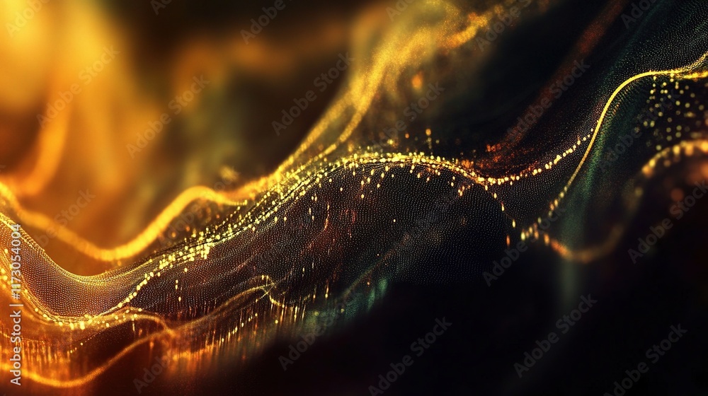 Poster dynamic abstract digital wave background with flowing lines and glow