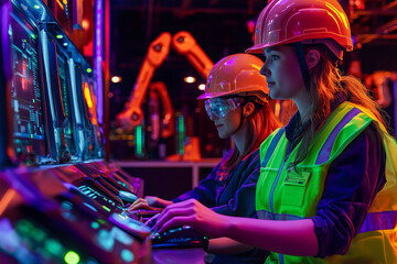 Obraz premium Women in High-Tech Environment