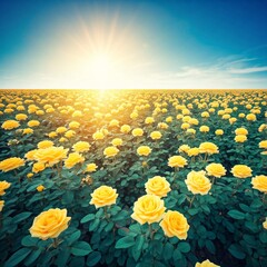 Obraz premium field of yellow roses