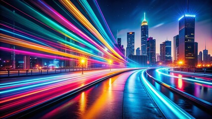 Fototapeta premium Abstract Colorful Night Stripes Background - Vibrant Neon Lights Texture