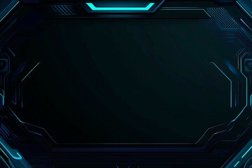 Obraz premium Abstract close-up of a glowing blue digital circuit board, showcasing intricate connections and technological design on a black background. 