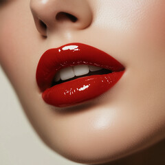 Fototapeta premium Close up lips of a woman with Perfect Skin for Beauty Ads