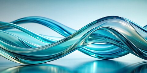 Abstract Glass Sculpture, Flowing Blue Glass Art, Modern Minimalist Design, Light Blue Glass Waves, Translucent Glass Forms