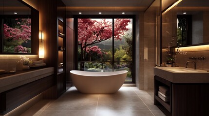 Serene Modern Bathroom with Stunning Nature View