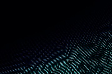 Obraz premium Abstract close-up of a glowing blue digital circuit board, showcasing intricate connections and technological design on a black background. 