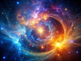Fototapeta premium Abstract Glowing Nebula Background: Cosmic Swirls and Energetic Particles