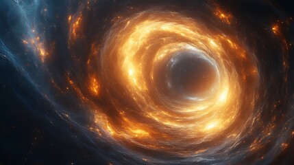 Fiery cosmic swirl, nebula vortex.
