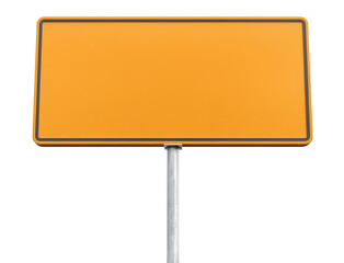 Blank yellow road sign isolated on transparent background