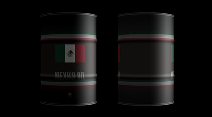 Mexico oil crude petroleum fuel barrels in row