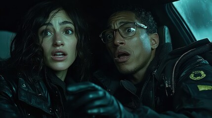 Shocked Faces in a Car: A Thrilling Moment