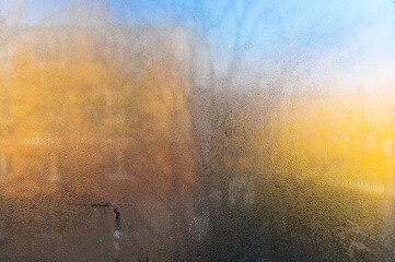 wet glass. view through a wet window