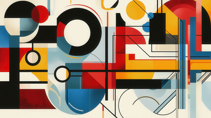 Abstract Artwork Featuring Bold Geometric Shapes in Vibrant Colors