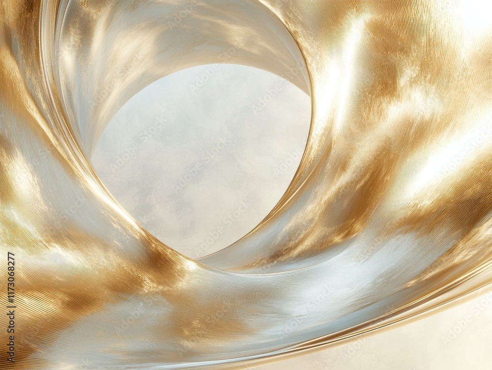 Poster dynamic golden abstract fractal design digital art modern aesthetic light environment close-up view 
