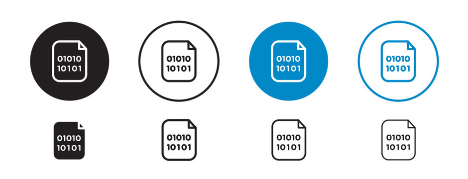 Set of 8 "Binary code" icons with an unexpanded vector & 1 silhouette - Icon featuring "0" and "1" digits in a digital grid pattern. Perfect for technology, programming, and data themes