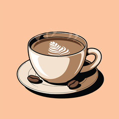 Coffee tree or leaf foam with beans cartoon icon illustration