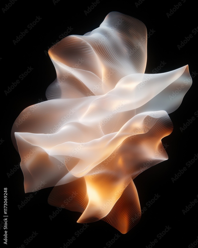 Poster dynamic celestial wave formation digital abstract art virtual environment ethereal viewpoint concept