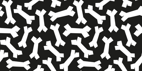 Black and white bones shape dog seamless pattern, childish and creative doodle pattern. Design for fabric, textile, covers, gift wrap, wallpaper.