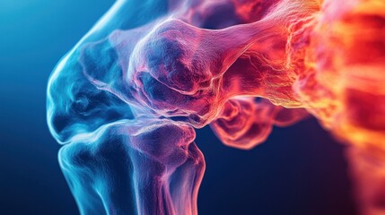 Obraz premium Abstract representation of a human knee joint in vibrant colors.