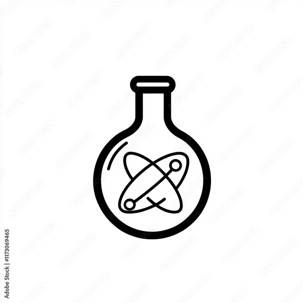 Poster science flask depicting atomic structure inside
