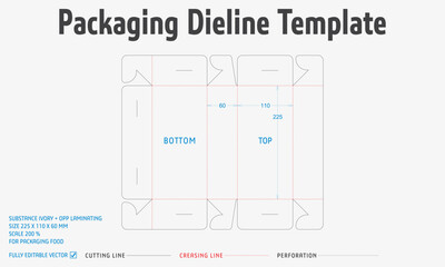 Packaging Dieline Template-56. 2D Technical Drawing File Eps scale 200% prepared for production.