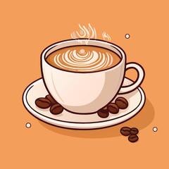 Obraz premium Coffee tree or leaf foam with beans cartoon icon illustration