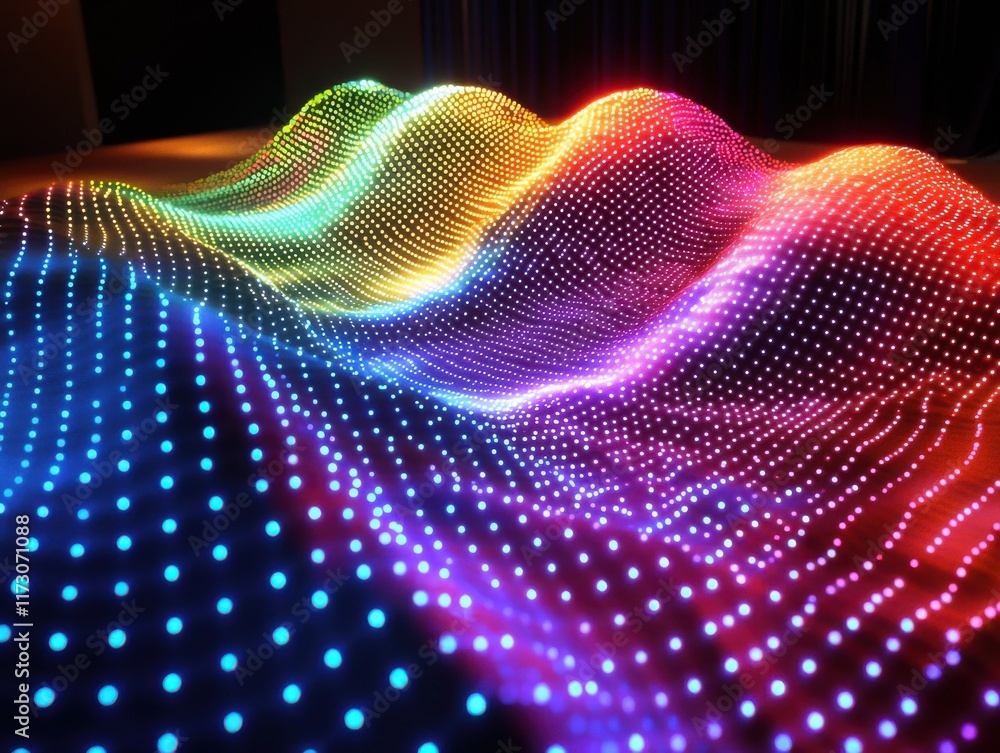 Poster bioluminescent waves of digital abstract art virtual space visual content colorful environment dynam