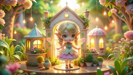 Fototapeta premium Adorable Chibi Fairy 3D Render for Collectible Blind Box Toy Design - Architectural Photography