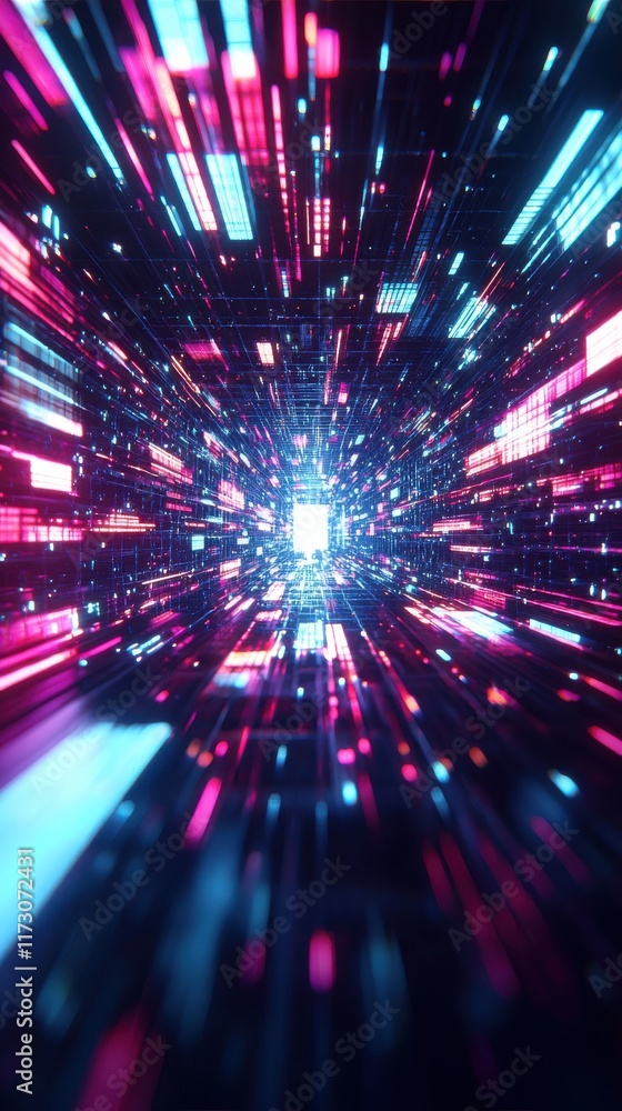 Aufkleber dynamic cosmic abstract textures digital space visual art futuristic environment perspective view te