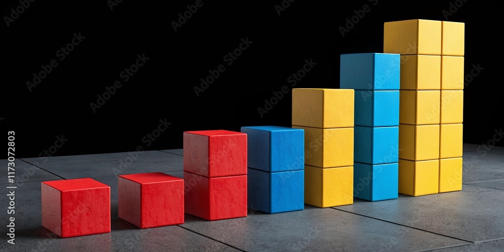 Aufkleber A stack of blocks with a red and blue one on top of a yellow one