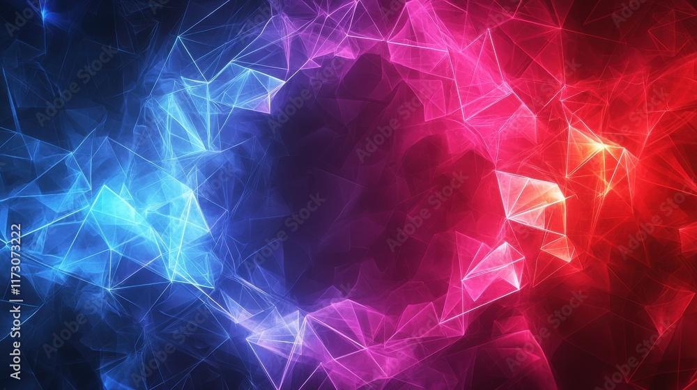 Poster dynamic digital abstract background with neon geometric overlay studio graphic design vibrant colors