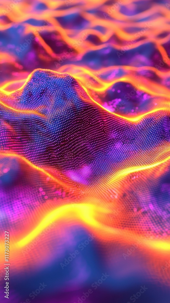 Poster dynamic digital abstract background of artificial intelligence waves vibrant colors 3d visualization
