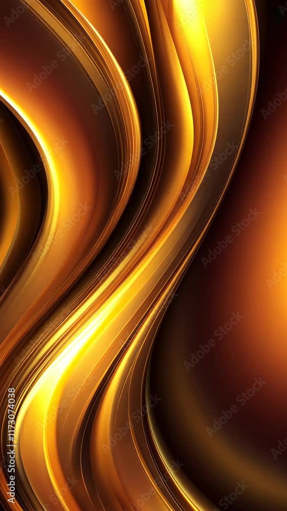 Poster golden abstract waves creating an elegant composition of light and shadow