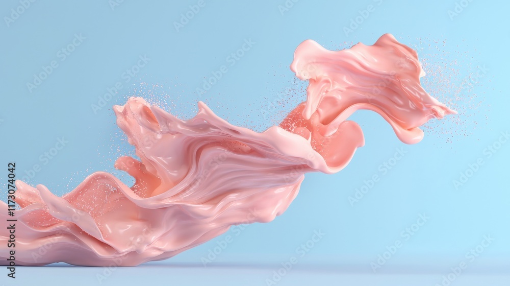 Poster dynamic splash of pink liquid abstract digital art gradient background studio setting creative persp