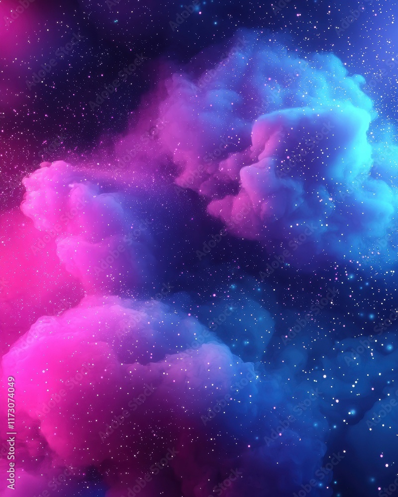 Poster dynamic holographic particles in digital abstract background cosmic space visual art ethereal enviro