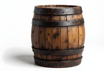 Fototapeta premium Wooden barrel isolated on white background, wine, beer, alcohol drink storage 3d illustration 